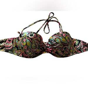 Floral Multicolor Women's Tie Up Swim Top